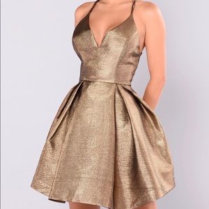 Metallic dress in gold